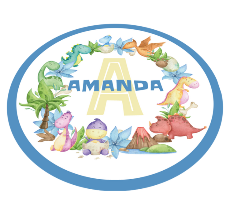 Dywan winylowy z imieniem koło dinozaurów - TenStickers