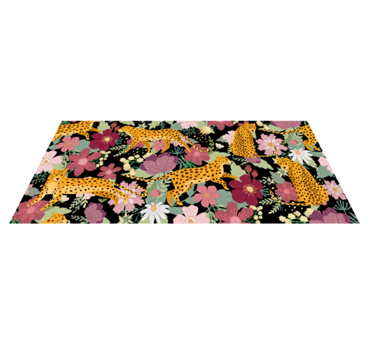 Dywan winylowy z motywem leoparda w kwiaty - TenStickers