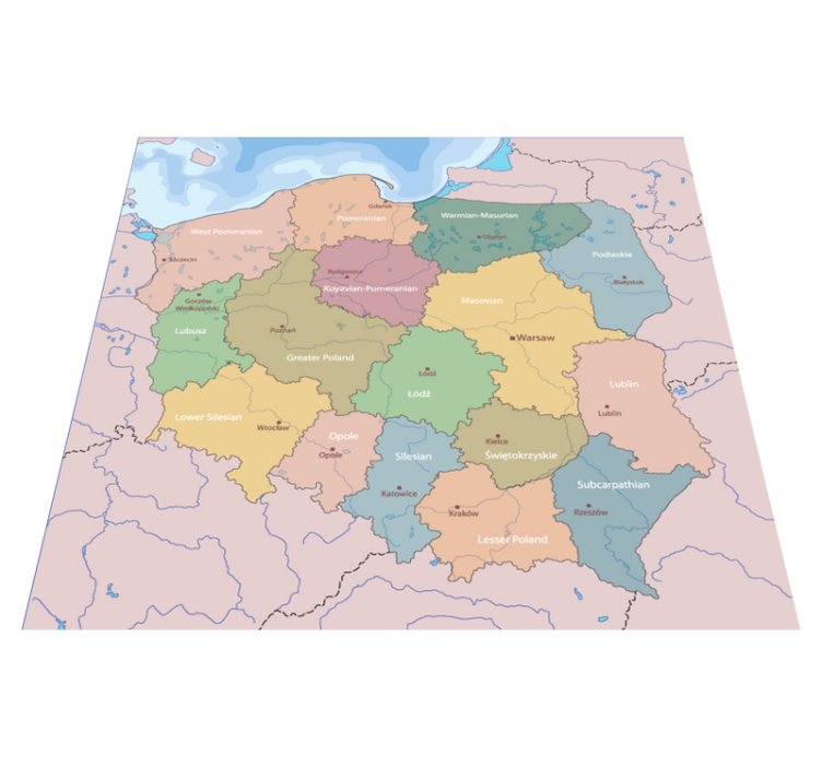 Dywan z kolorową mapą polski i mapą świata - TenStickers