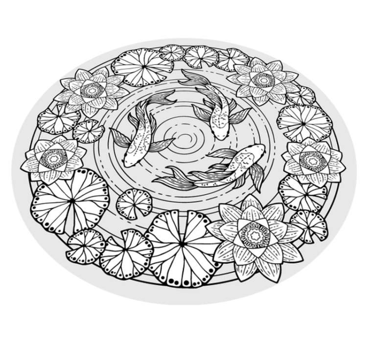 Kwiatowy dywanik z lotosu i karpia koi - TenStickers