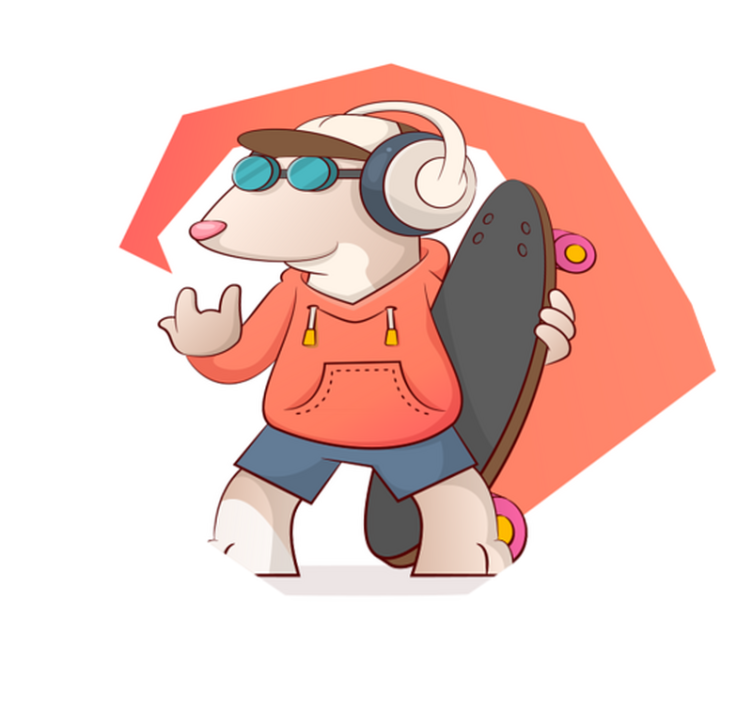 Dziecięcy dywan winylowy ilustracja myszy łyżwiarskiej - TenStickers