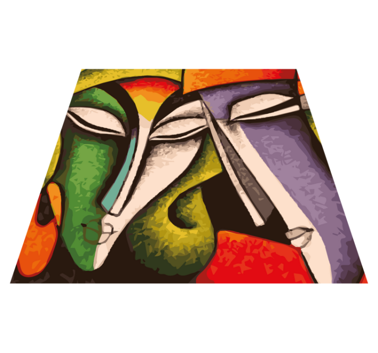 Dywan winylowy do salonu żywe abstrakcyjne portrety - TenStickers