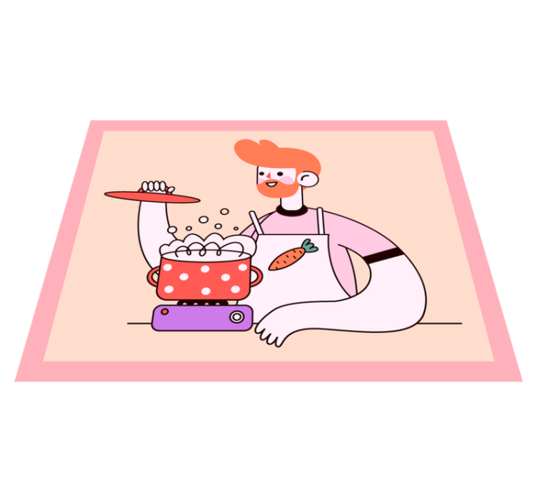 Dywan winylowy do kuchni rudowłosy mężczyzna gotujący - TenStickers