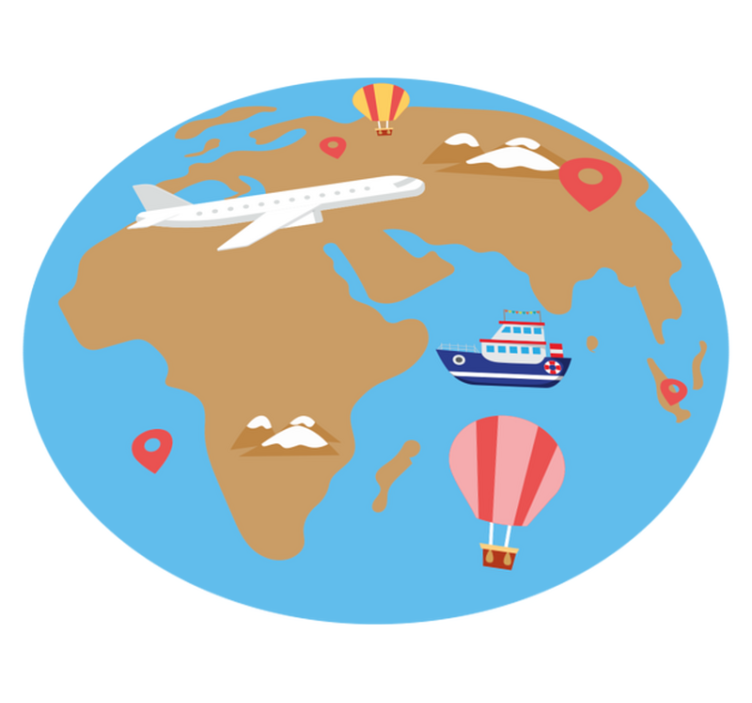 Dywan winylowy mapa świata przygoda inspirowana podróżą - TenStickers