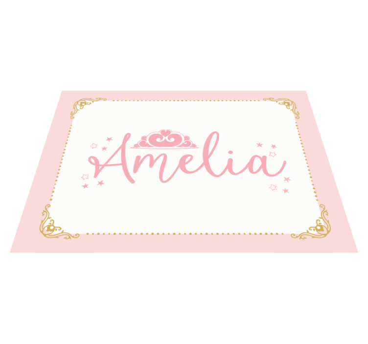 Dywan winylowy z imieniem Różowa korona księżniczki z imieniem - TenStickers