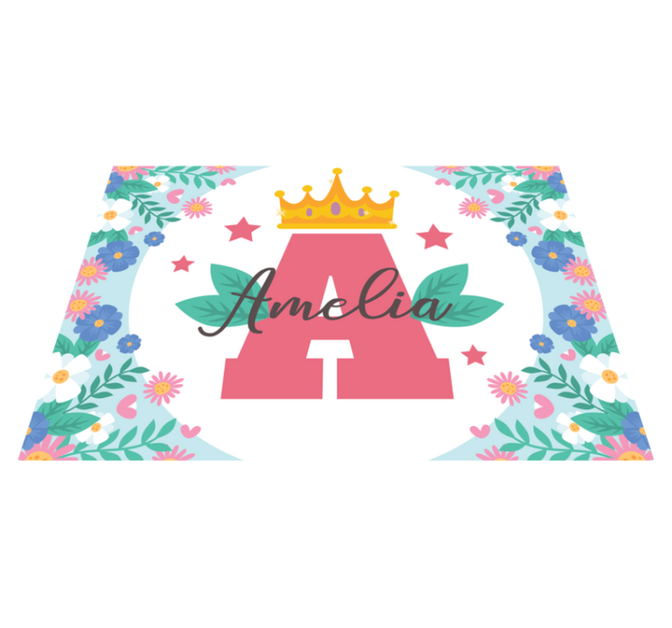 Dziecięcy dywan winylowy koronowany inicjał i imię - TenStickers