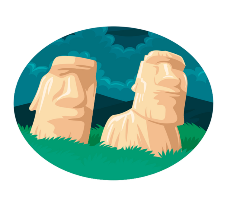 Dywan winylowy mapa świata sylwetki posągów moai - TenStickers