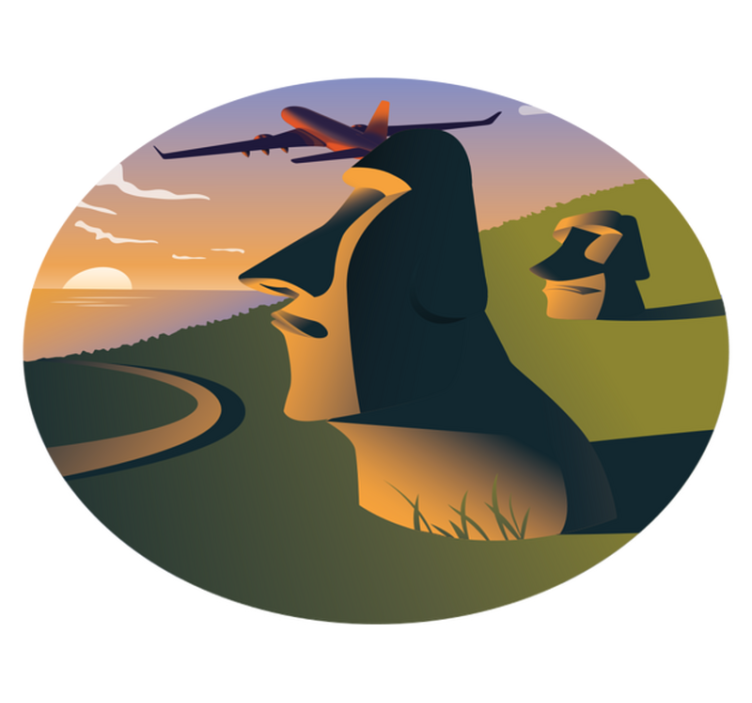 Okrągły dywan winylowy zachód słońca na wyspie wielkanocnej - TenStickers