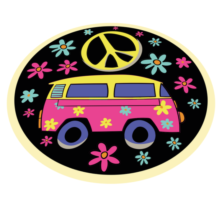 Dziecięcy dywan winylowy furgonetka flower power - TenStickers