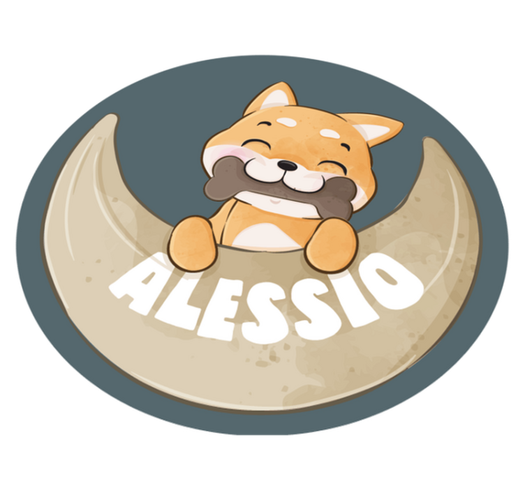 Dziecięcy dywan winylowy szczeniak z kością i imieniem - TenStickers