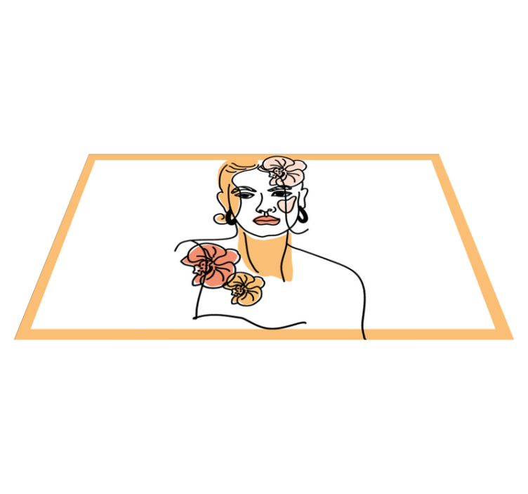 Minimalistyczna twarz z kwiatowym dywanikiem ze storczykami - TenStickers