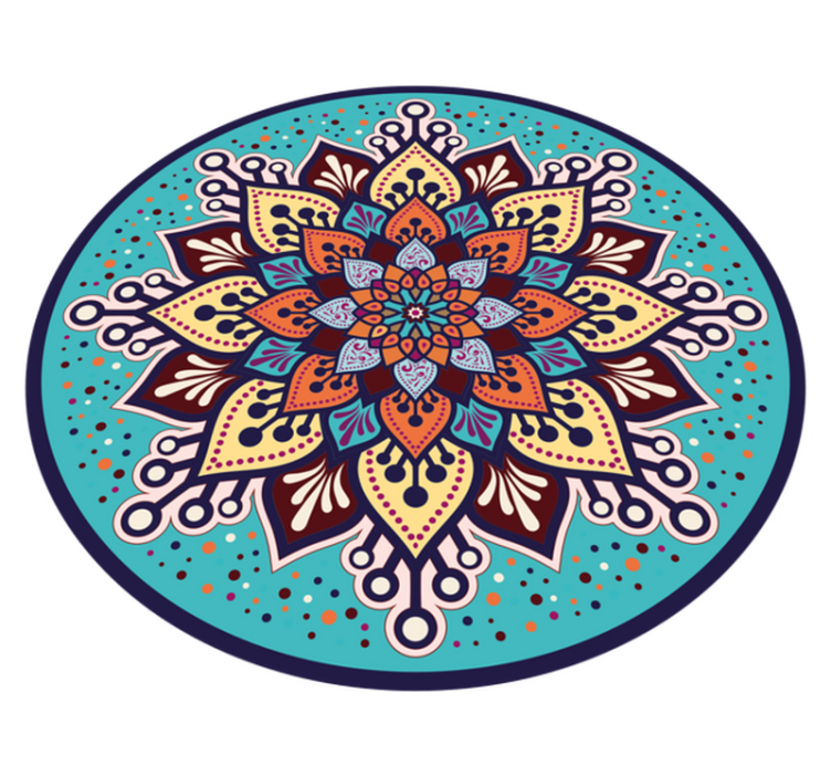 Dywan winylowy mandala z kolorową sztuką w okręgu - TenStickers