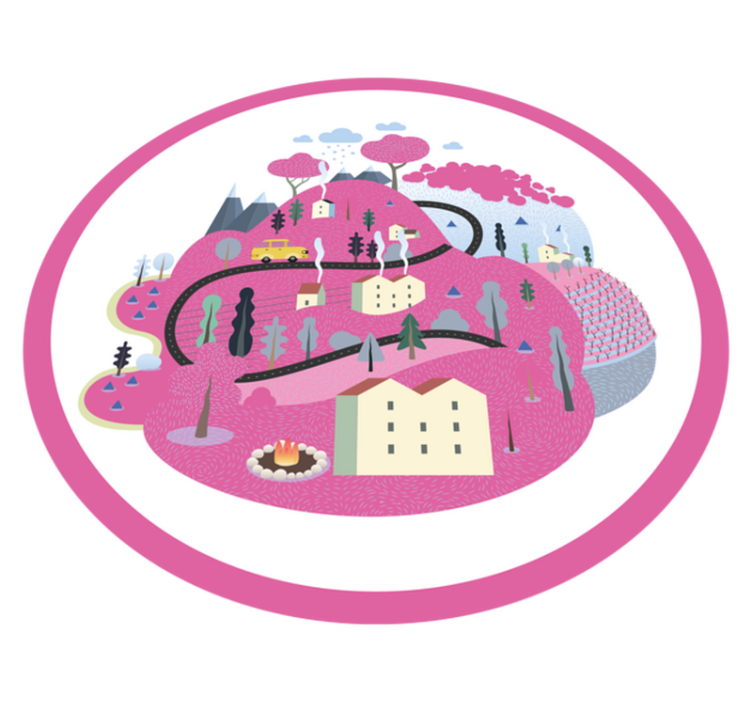 Dywan winylowy ulice kolorowa scena wiejska - TenStickers