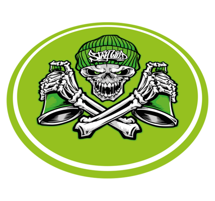 Okrągły dywan winylowy czaszka i napoje - TenStickers