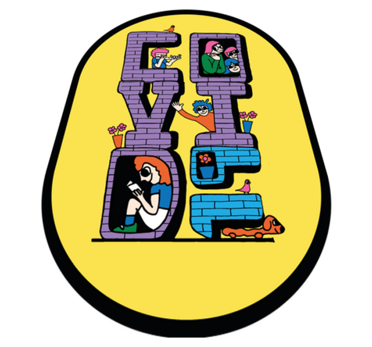 Dziecięcy dywan winylowy postacie covid pozostające w domu - TenStickers