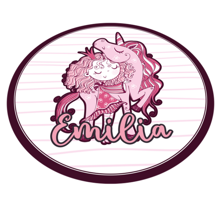 Dywan winylowy z imieniem słodki duet jednorożców - TenStickers