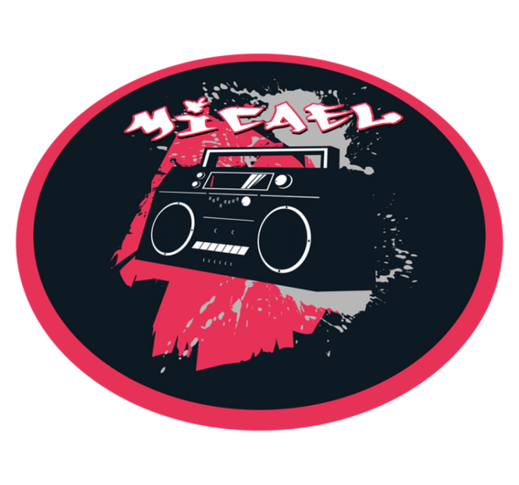 Dywan winylowy z imieniem motyw retro boomboxa - TenStickers