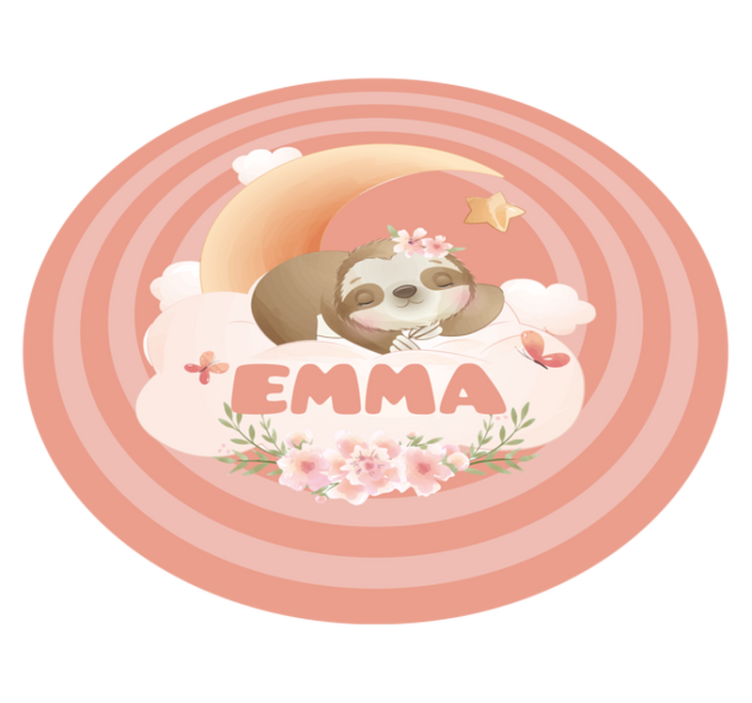 Dywan winylowy z imieniem uroczy wzór leniwca - TenStickers