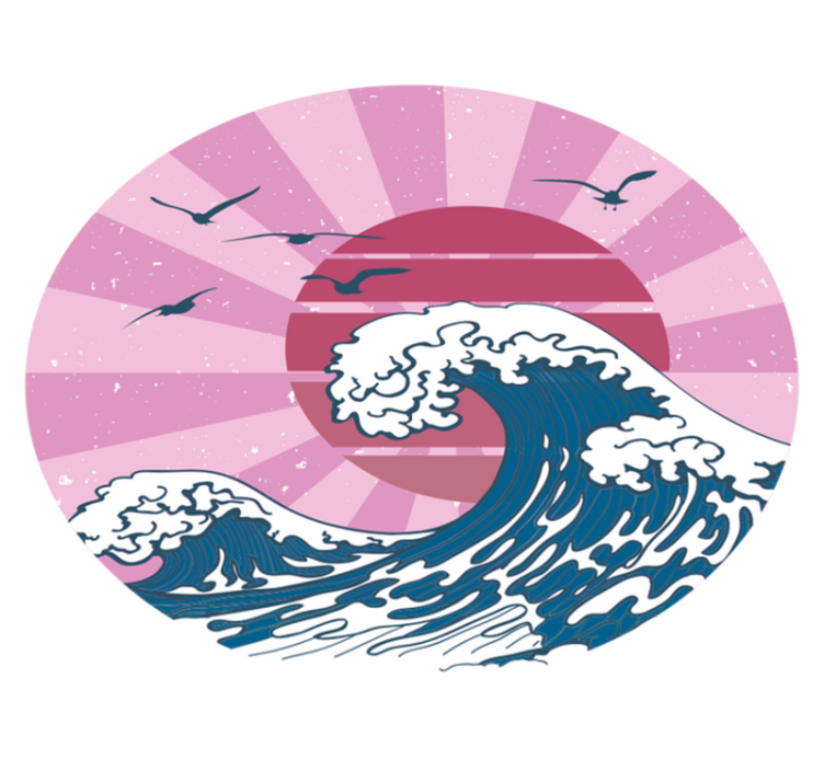 Dywan winylowy wzór geometryczny fala różowa kanagawa - TenStickers