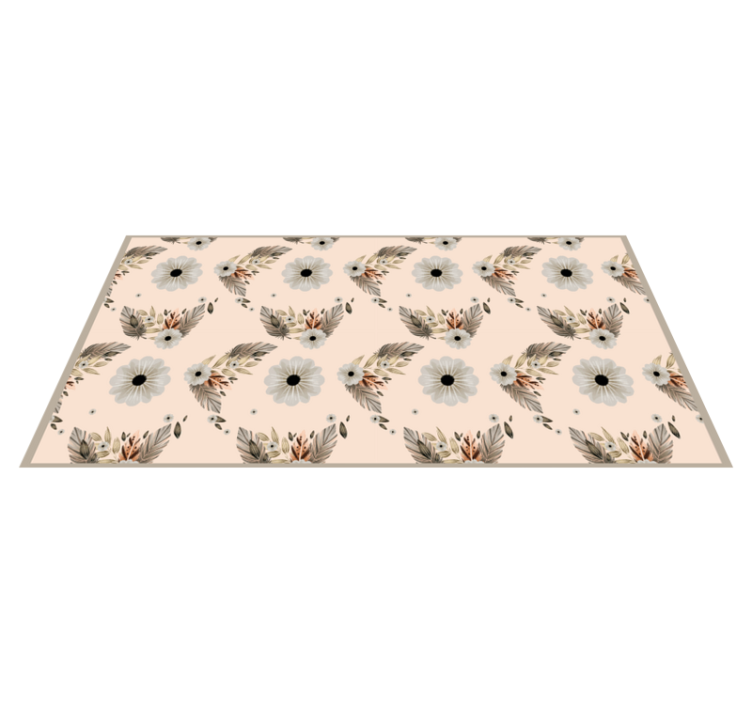 Dywan winylowy w kwiaty i rośliny Różowy i czarny pastel - TenStickers