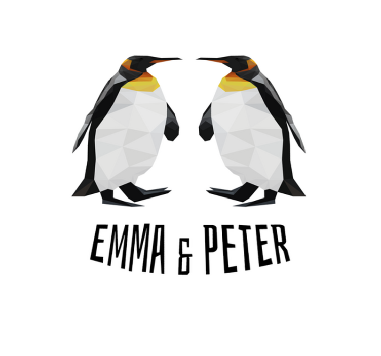 Dywan winylowy z imieniem geometryczne pingwiny - TenStickers