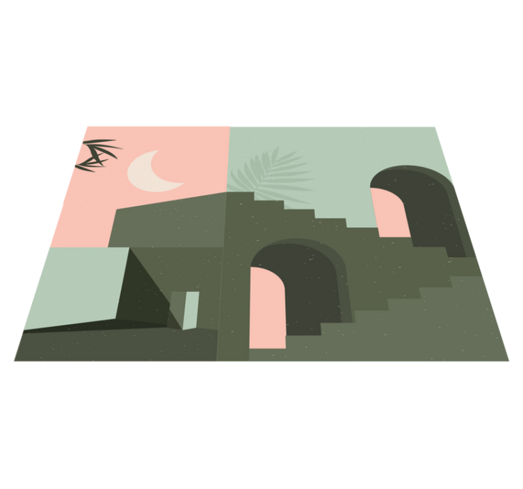 Dywan winylowy wzór Różowe i turkusowe formy - TenStickers