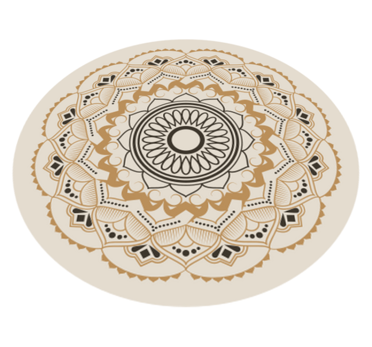 Dywan winylowy mandala beżowy okrągły wzór mandali - TenStickers