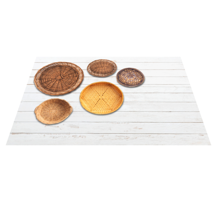 Dywan winylowy drewno wiklinowe kosze o drewnianej teksturze - TenStickers