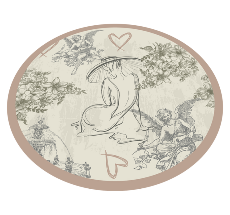 Dywan winylowy retro okragly Anielski Motyw Kwiatowy - TenStickers