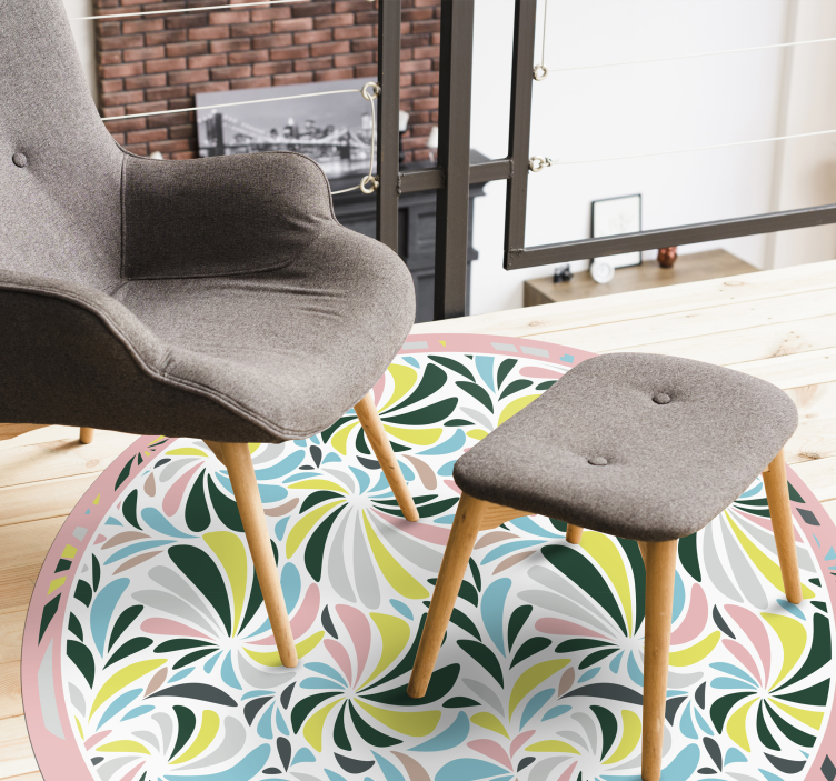 Dywan winylowy dziecięcy kolorowe kwiatowe zawijasy - TenStickers