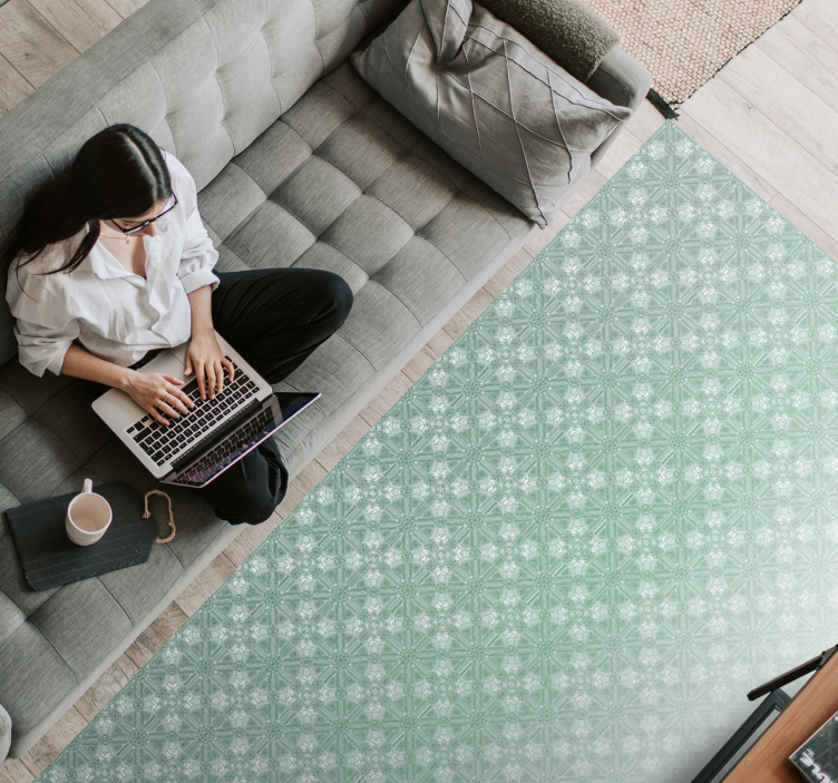 Dywan winylowy do salonu miętowo-zielone wzory - TenStickers