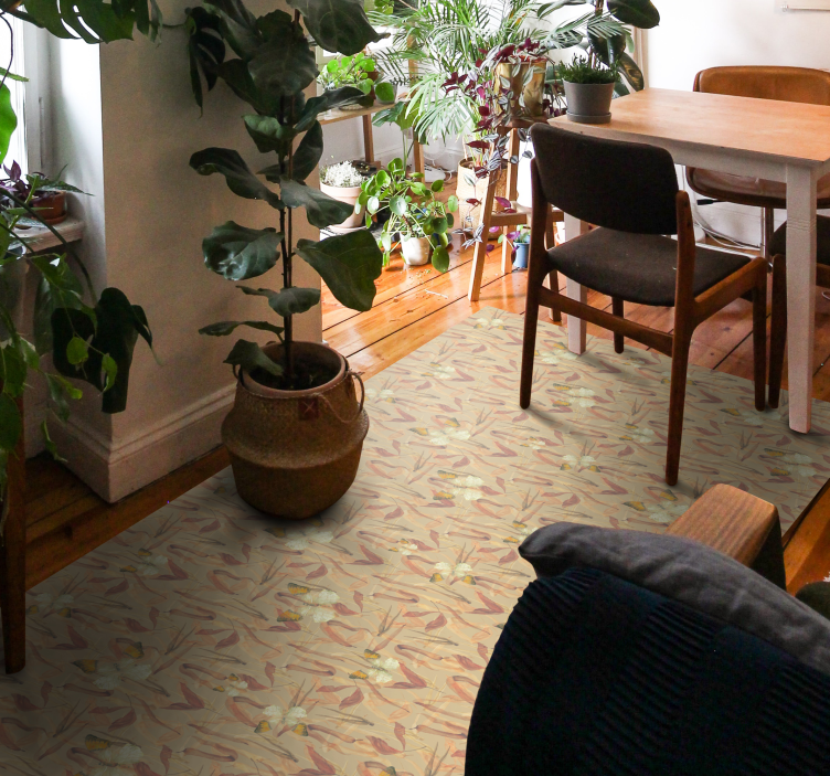 Dywan winylowy do salonu zestaw z kwiatowym wzorem - TenStickers