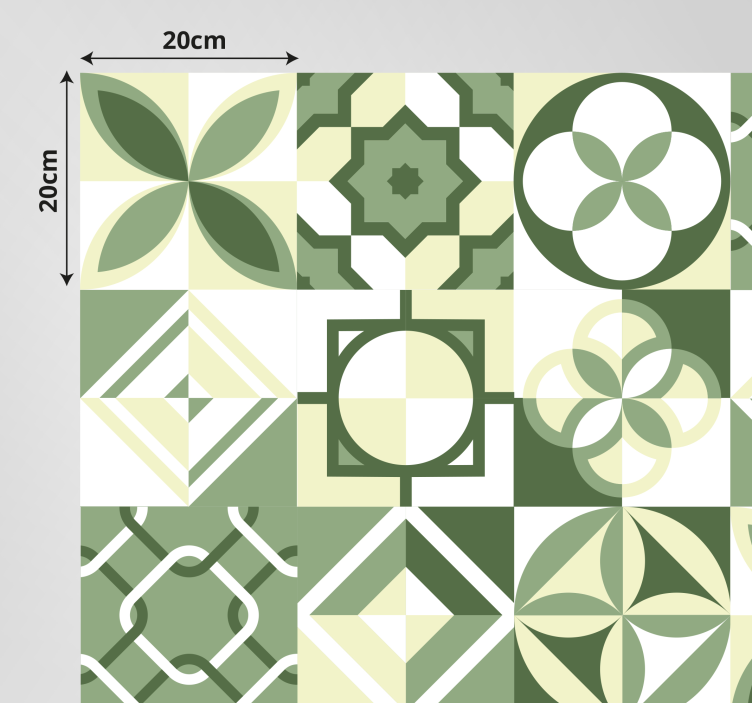 Zielony kwadratowy dywan winylowy z płytek - TenStickers