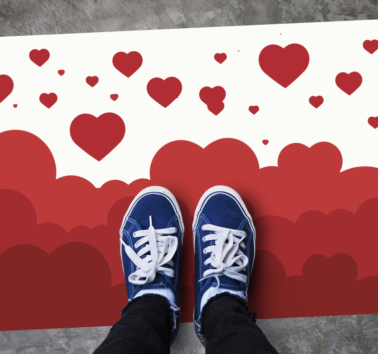 Dywan winylowy do sypialni wzór chmury czerwonego serca - TenStickers