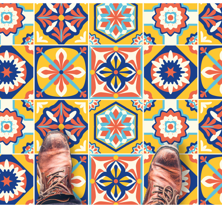 Ciepłe odcienie kolory płytki podłogowe w kuchni - TenStickers