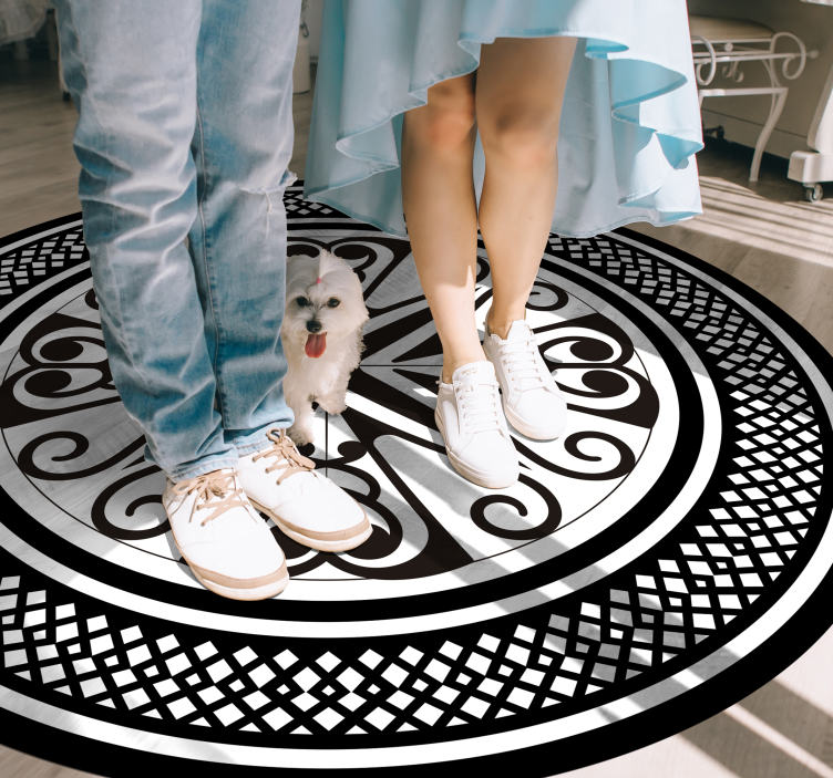 Dywan winylowy mandala czarno-biały - TenStickers