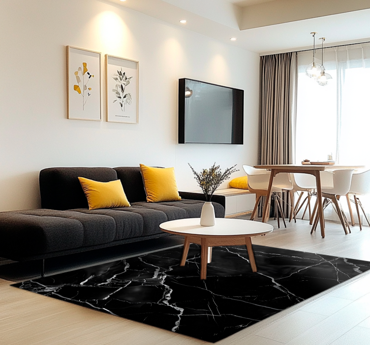 Czarny dywan winylowy imitacja marmuru - TenStickers