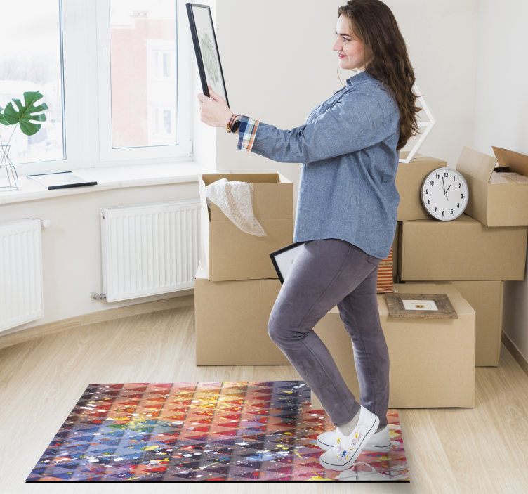 Dywan PVC Trójkąty i plamy farby - TenStickers