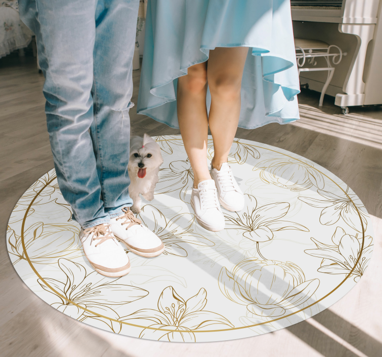 Dywan kwiatowy w złote kwiaty - TenStickers