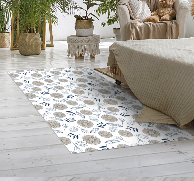 Cudowny beżowy dywanik winylowy do sypialni - TenStickers