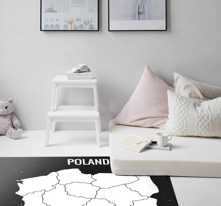 Dywan winylowy Biała mapa Polski - TenStickers