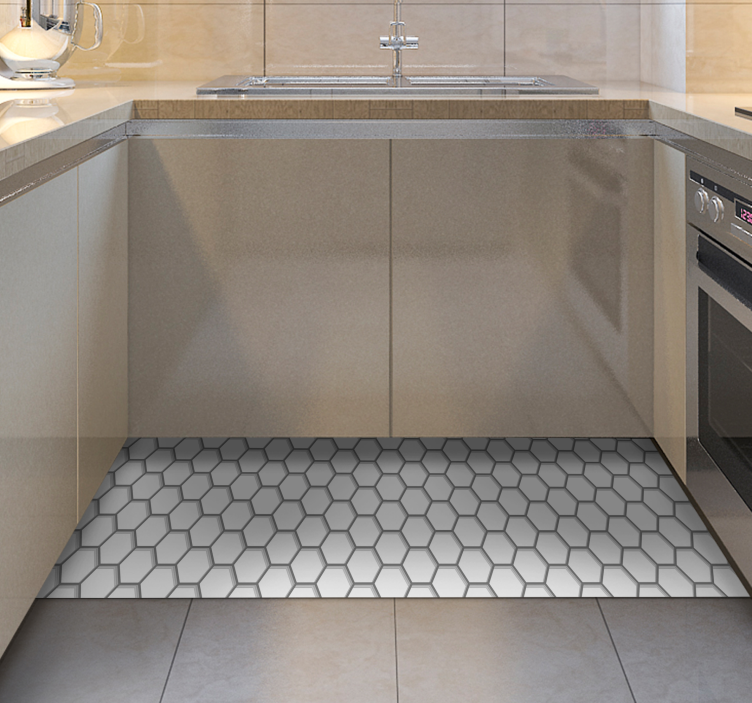 Dywan winylowy do kuchni płytki białe sześciokątne - TenStickers