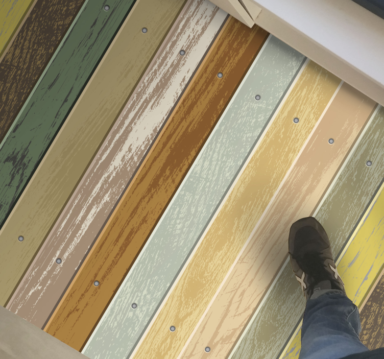 Dywan winylowy Blaknące kolorowe deski - TenStickers