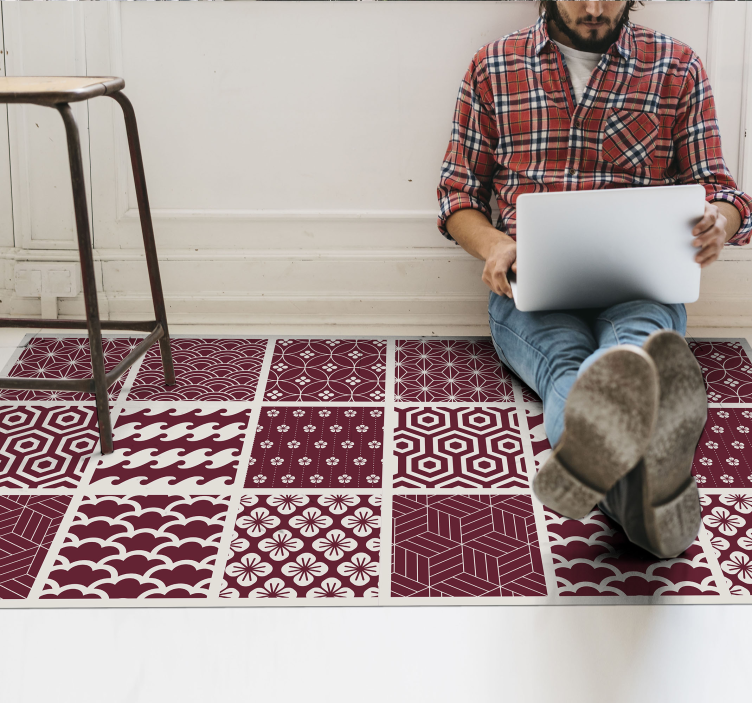 Dywan winylowy Bordowe płytki - TenStickers