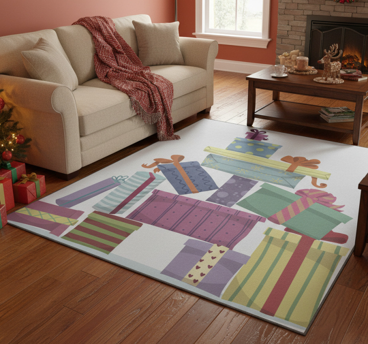 Dywan winylowy boże narodzenie góra prezentów - TenStickers