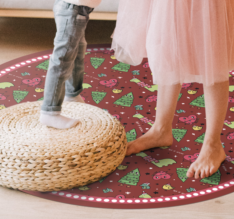 Dywan winylowy Boże Narodzenie świąteczny okrągły projekt - TenStickers