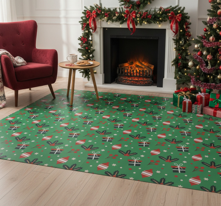 Dywan winylowy boże narodzenie wzór cukierków zielony - TenStickers