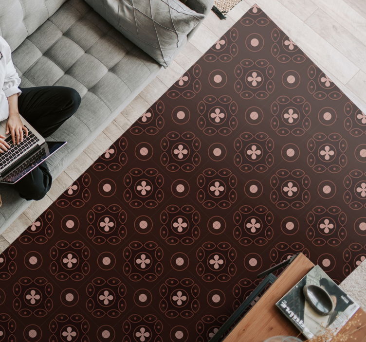 Dywan winylowy Brązowy ornamentalny wzór - TenStickers