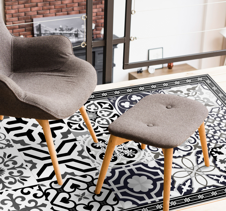 Dywan winylowy Czarne płytki - TenStickers