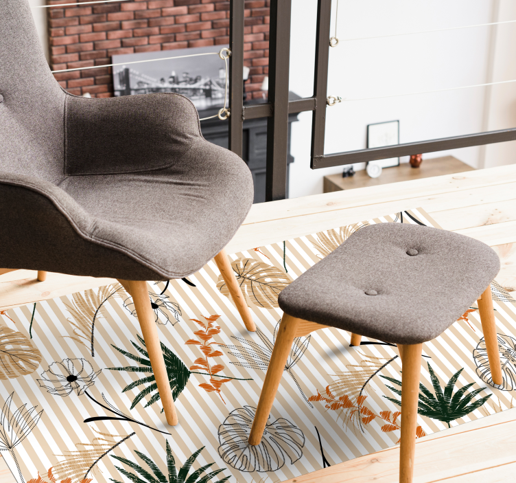 Dywan winylowy czarno białe i beżowe kwiaty - TenStickers